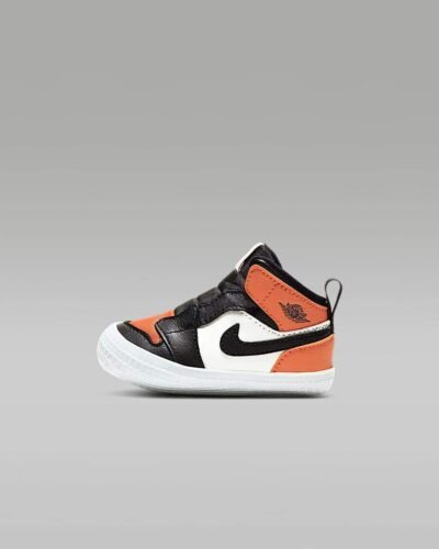 Nike Jordan 1 Crib Bootie Black, Orange & White