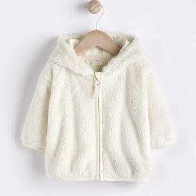 Ecru Fleece Baby Hooded Jacket
