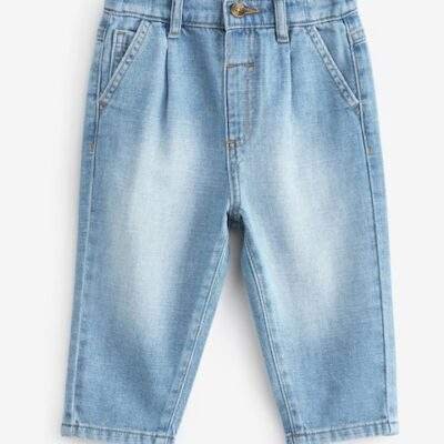 Light Blue Denim Pleat Front Jeans