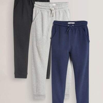 Navy Blue/Grey/Black 3 Pack Soft Jersey Regular Fit Joggers