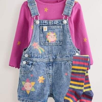 Denim Cosmic Dungarees Set