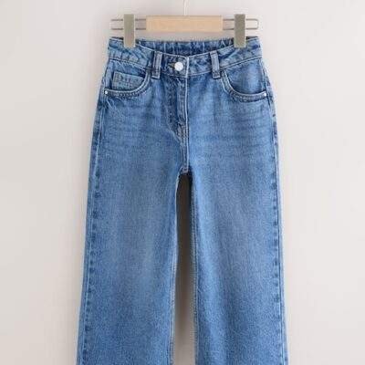Mid Denim Blue Wide Leg Jeans