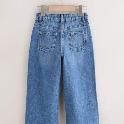 Mid Denim Blue Wide Leg Jeans