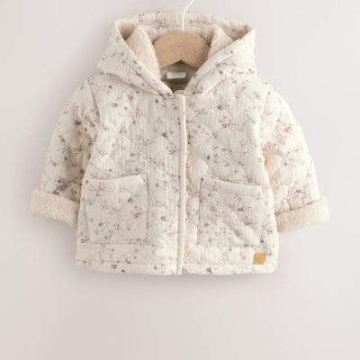 Ecru Floral Baby Crinkle Jersey Coat