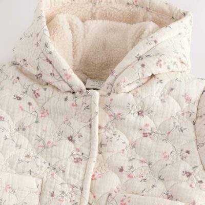 Ecru Floral Baby Crinkle Jersey Coat