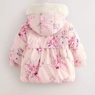 Pink Puffer Floral Baby Coat