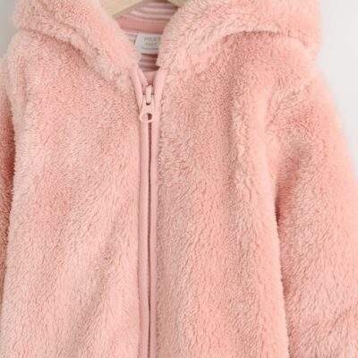 Pink Fleece Baby Pramsuit