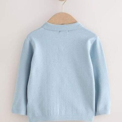 Blue Cable Knit Polo Shirt