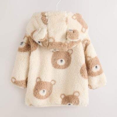 Natural Bear Face Fleece Zip Jacket