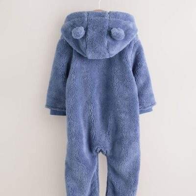 Navy Fleece Baby Pramsuit