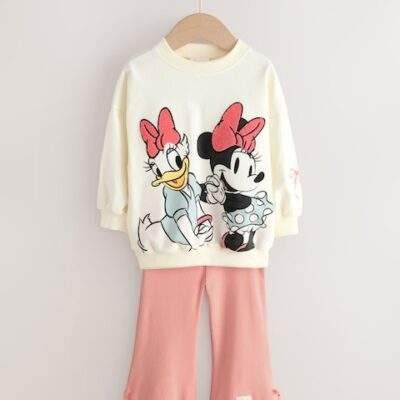 Ecru White Disney Minnie Mouse and Daisy Duck Long Sleeve Top and Flare Set