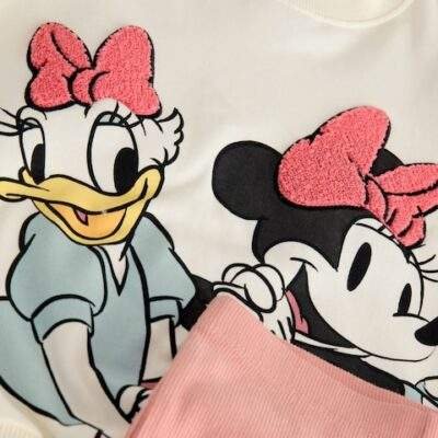Ecru White Disney Minnie Mouse and Daisy Duck Long Sleeve Top and Flare Set