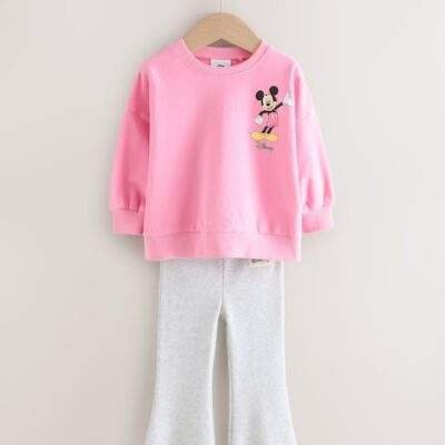 Pink Disney Mickey Mouse and Friends Long Sleeve Top and Flare Set