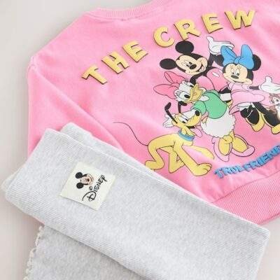 Pink Disney Mickey Mouse and Friends Long Sleeve Top and Flare Set