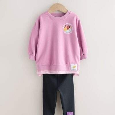 Purple Disney Princess Long Sleeve Mock Layer Top and Leggings Set