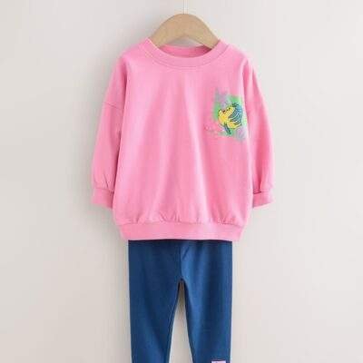 Pink Ariel Little Mermaid Long Sleeve Top and Leggings Set