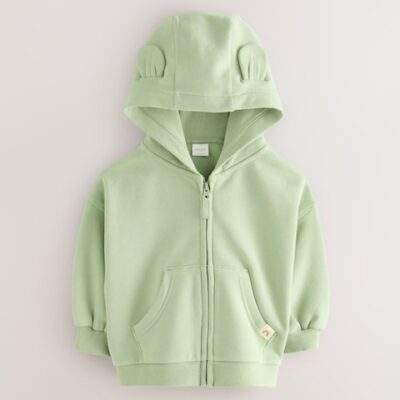 Sage Green Zip Through Hoodie