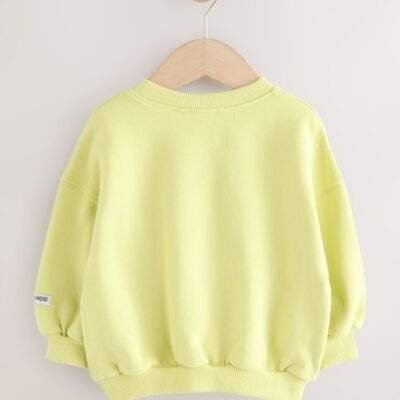 Lime Green Apple Character Crew Neck Sweatshirt