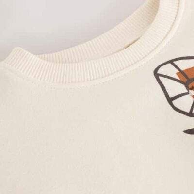 Cream Flower Graphic Print Crew Neck Sweatshirt