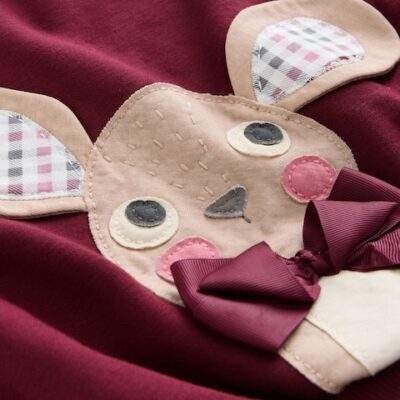 Burgundy Red Check Mouse Sweatshirt and Flare Leggings Set