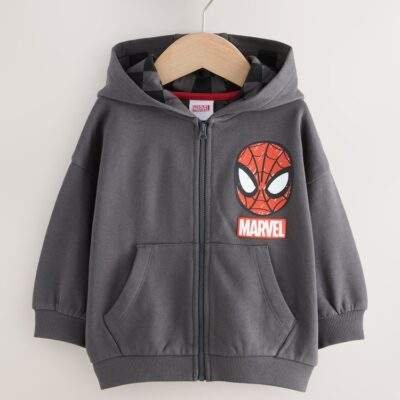 Black Marvel Zip Through Hoodie