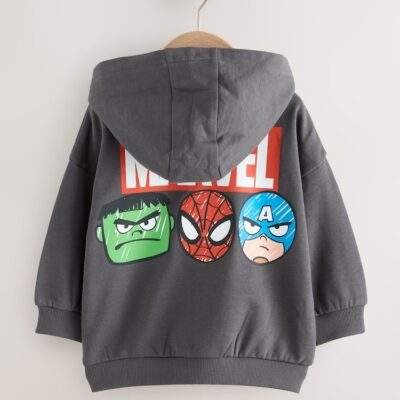 Black Marvel Zip Through Hoodie