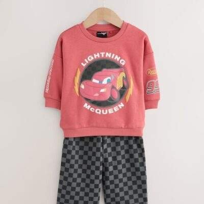 Red Charcoal Cars Crew Sweatshirt and Joggers Set