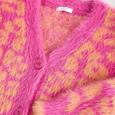 Pink and Orange Leopard Boxy Cardigan