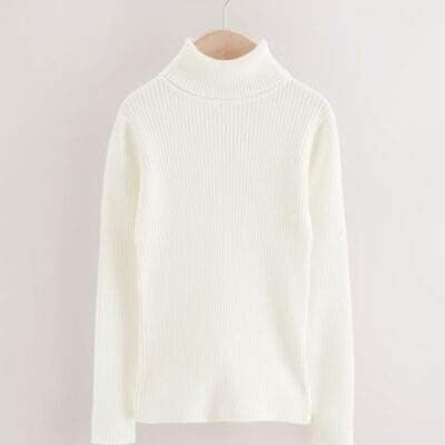 Ecru Roll Neck Knit Jumper