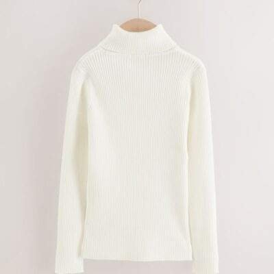 Ecru Roll Neck Knit Jumper