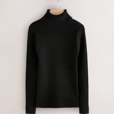 Black Roll Neck Knit Jumper