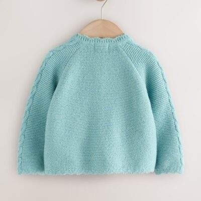 Blue Floral Print Embellished Cardigan