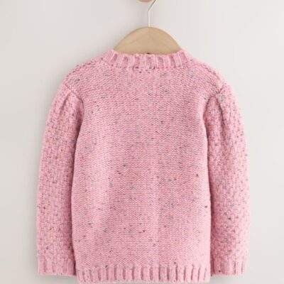 Pink Chunky Knit Bobble Cardigan