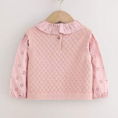 Pink Mock Layer Knit Jumper