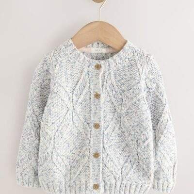 Blue Cable Knitted Cardigan