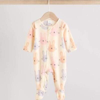 Pink 2 Pack Micro Fleece Two Way Zip Baby Sleepsuits