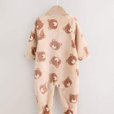 Brown Bear Fleece Baby Sleepsuit