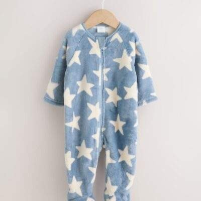 Blue Star Fleece Baby Sleepsuit