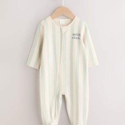 Sage Green Milk Club Baby Fleece Lined Sleepsuit