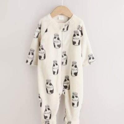 White Fleece Baby Sleepsuit