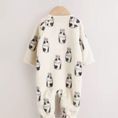 White Fleece Baby Sleepsuit