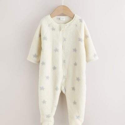 Grey Star Fleece Baby Sleepsuit