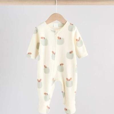 Sage Green Baby Micro Fleece Two Way Zip Sleepsuits 2 Pack