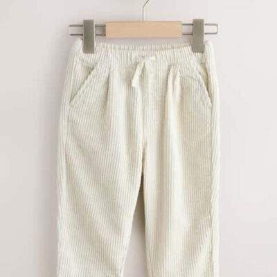 Ecru Textured Corduroy Pull On Trousers