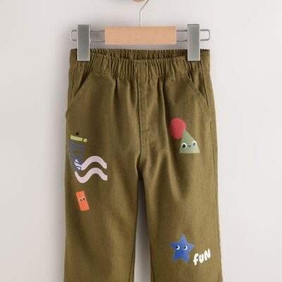 Green Shapes Pull On Wide Trousers