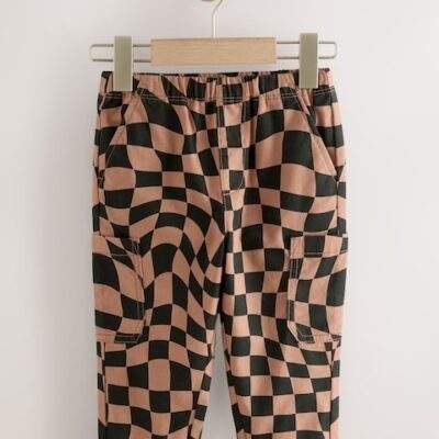 Black/Tan Checkerboard Side Pocket Pull On Trousers
