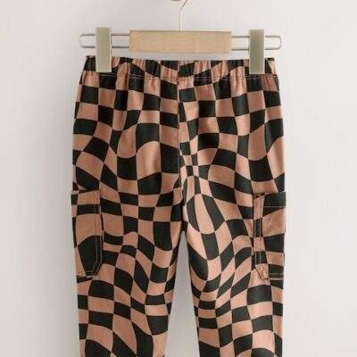 Black/Tan Checkerboard Side Pocket Pull On Trousers