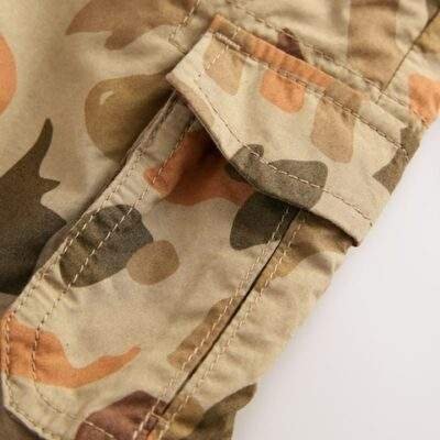 Khaki Camo Dino Print Lined Cargo Trousers