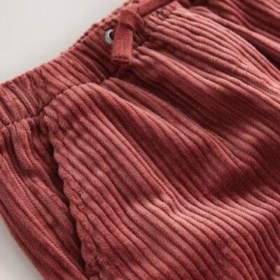 Dark Red Corduroy Pull On Trousers