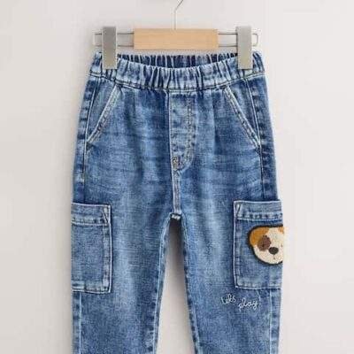 Mid Blue Dog Cargo Jeans